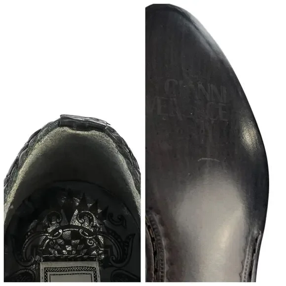 Versace Vintage Leather Woven Loafers